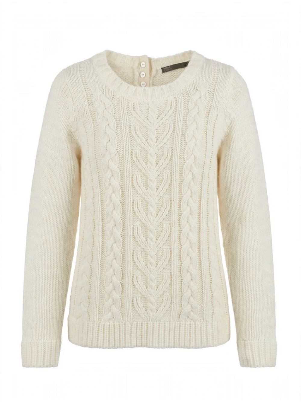 Women's Cream Cable-Detail Crewneck Sweater